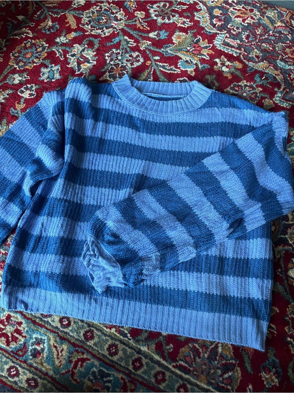 Striped Blue Crewneck Sweater - Blue